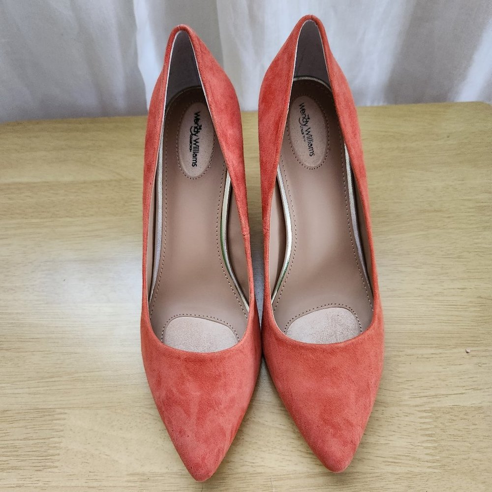 Wendy Williams, Suede Leather Upper, Orange, Size 10W, 3 inch Heels